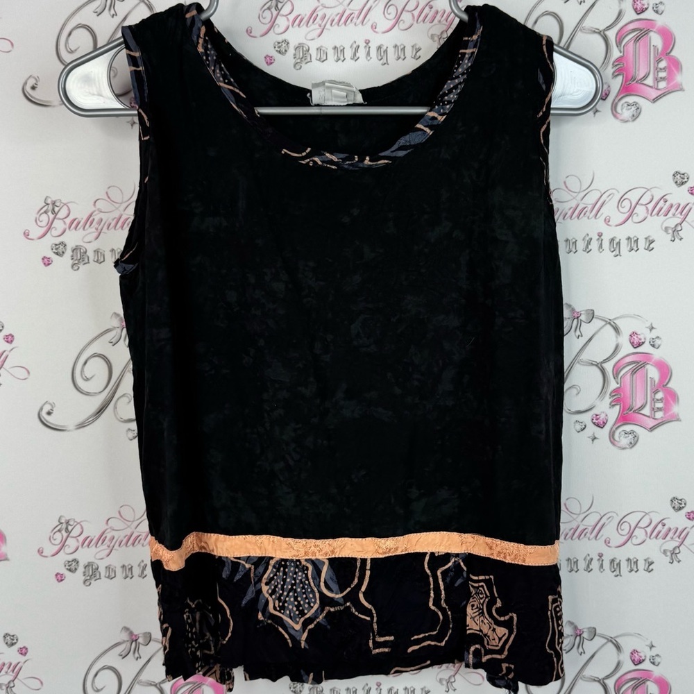 Wanderlust trading company tank top tie dye Chic Black Gold Women's Tank Top